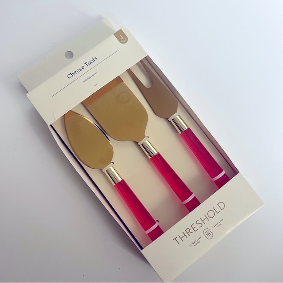 Threshold Target Brand 3 Pack Gold and Pink Cheese Tools: Fork, 2 Knives - Picture 1 of 11